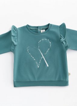 Magic Heart Ruffle Sweatshirt Yeşil