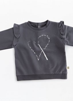 Magic Heart Ruffle Sweatshirt Siyah
