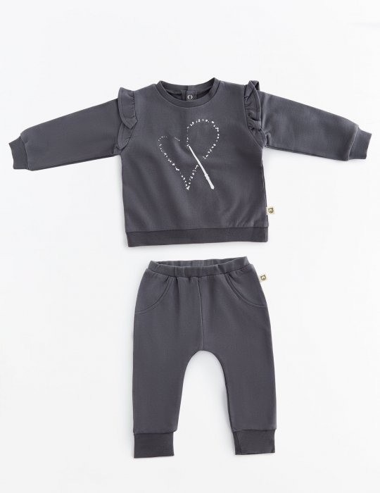 Magic Heart Ruffle Sweatshirt & Sweatpants Black