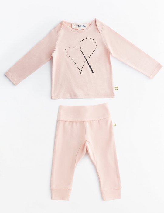 Magic Heart Uzun Kollu T-Shirt & Cozy Pants Pembe