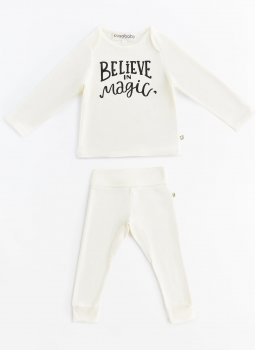 Beleive in Magic Uzun Kollu T-Shirt & Cozy Pants Ekru