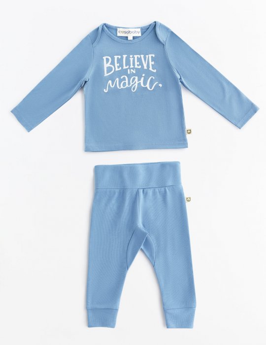 Believe in Magic Uzun Kollu T-Shirt & Cozy Pants Mavi