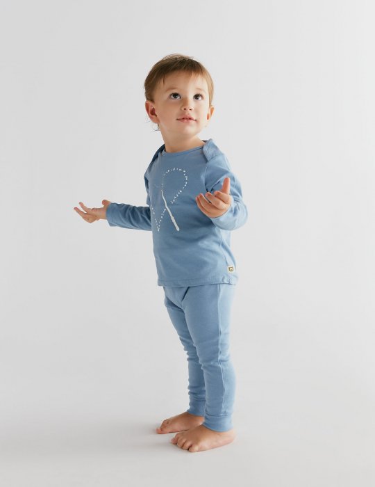 Magic Heart Uzun Kollu T-Shirt & Cozy Pants Mavi