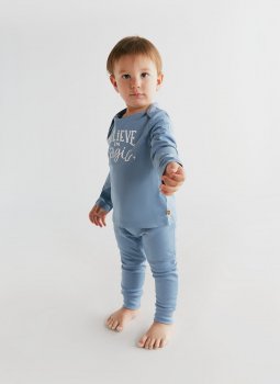 Believe in Magic Uzun Kollu T-Shirt & Cozy Pants Mavi