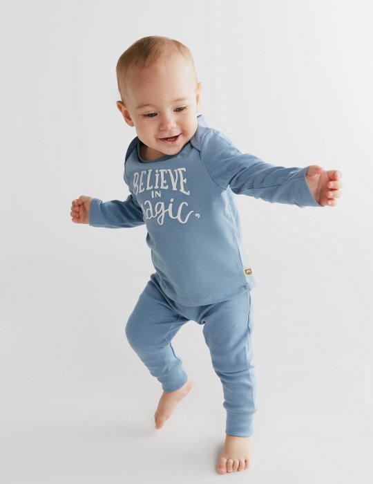 Believe in Magic Uzun Kollu T-Shirt & Cozy Pants Mavi