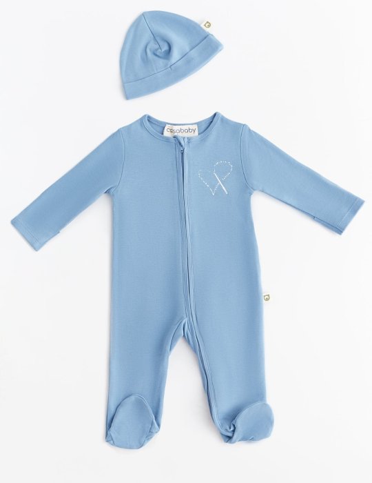 Welcome Little One Mavi Fermuarlı Tulum & Onesie Body
