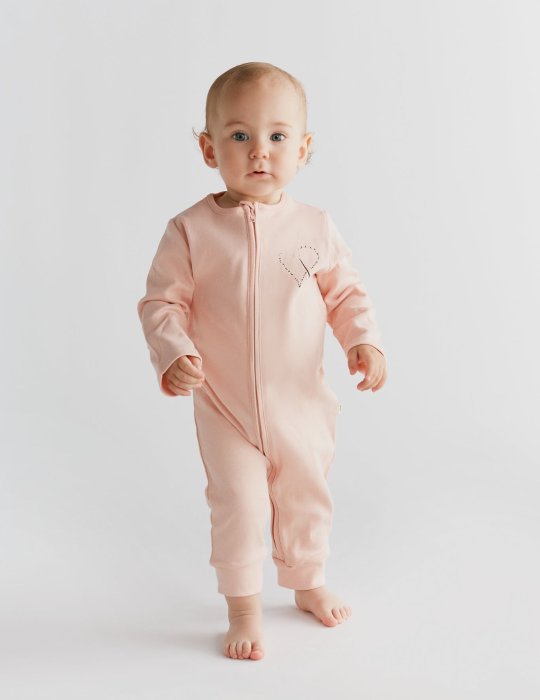 Welcome Little One Pembe Fermuarlı Tulum & Onesie Body