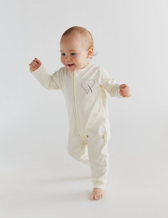 Welcome Little One Ekru Fermuarlı Tulum & Onesie Body