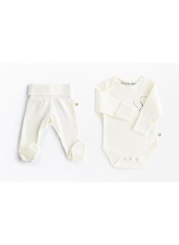 Magic Heart Onesie Body & Footed Cozy Pants Ecru