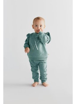 Magic Heart Ruffle Sweatshirt & Sweatpants Yeşil Set